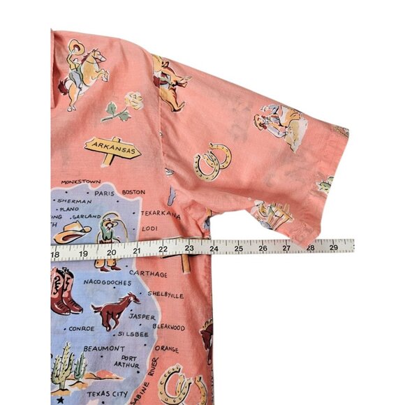 Vintage Nick & Nora Texas Map Cowgirl Pajama Top Shirt Short Sleeve RARE HTF - Picture 10 of 11